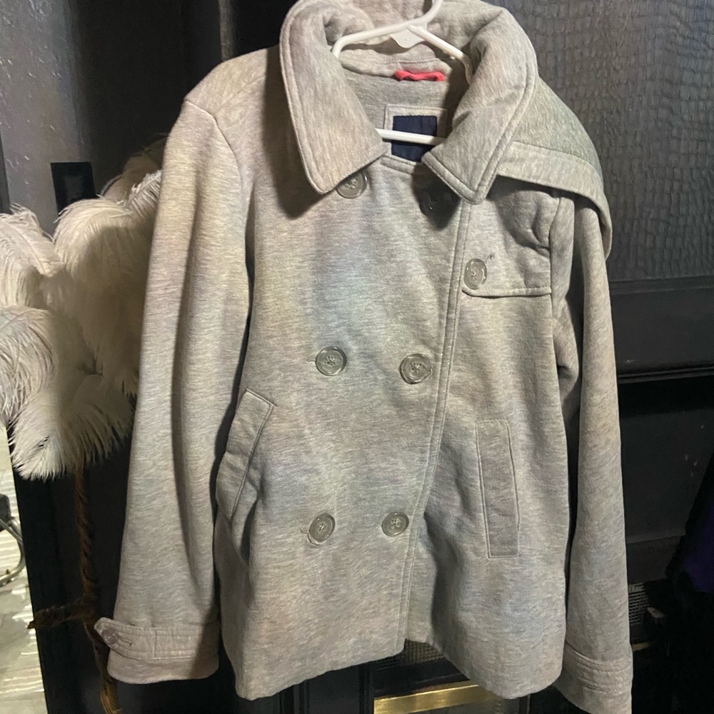 gap super soft and comfy grey sweater jacket with removable hoodie